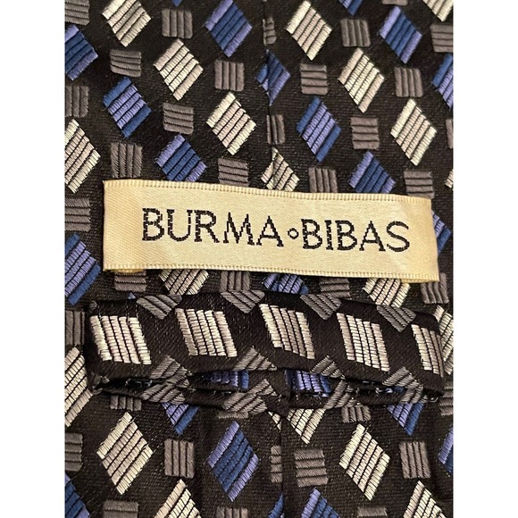 Burma Bibas Black Blue Gray Men’s Neck Tie Made In China - Picture 8 of 9